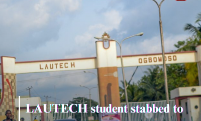 An undergraduate student at Ladoke Akintola University of Technology, Ogbomoso in Oyo State, simply identified as Adedokun Olamilekan was stabbed to death